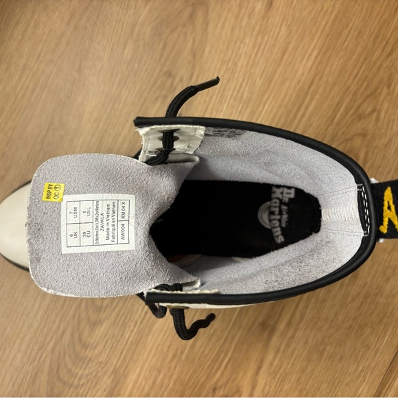 Dr. Martens White Air Wair Zavala Combat Moto Boots - Picture 8 of 9